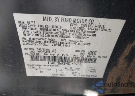 2017 Ford Police Interceptor from USA, damaged, VIN 1FAHP2MK9HG140286